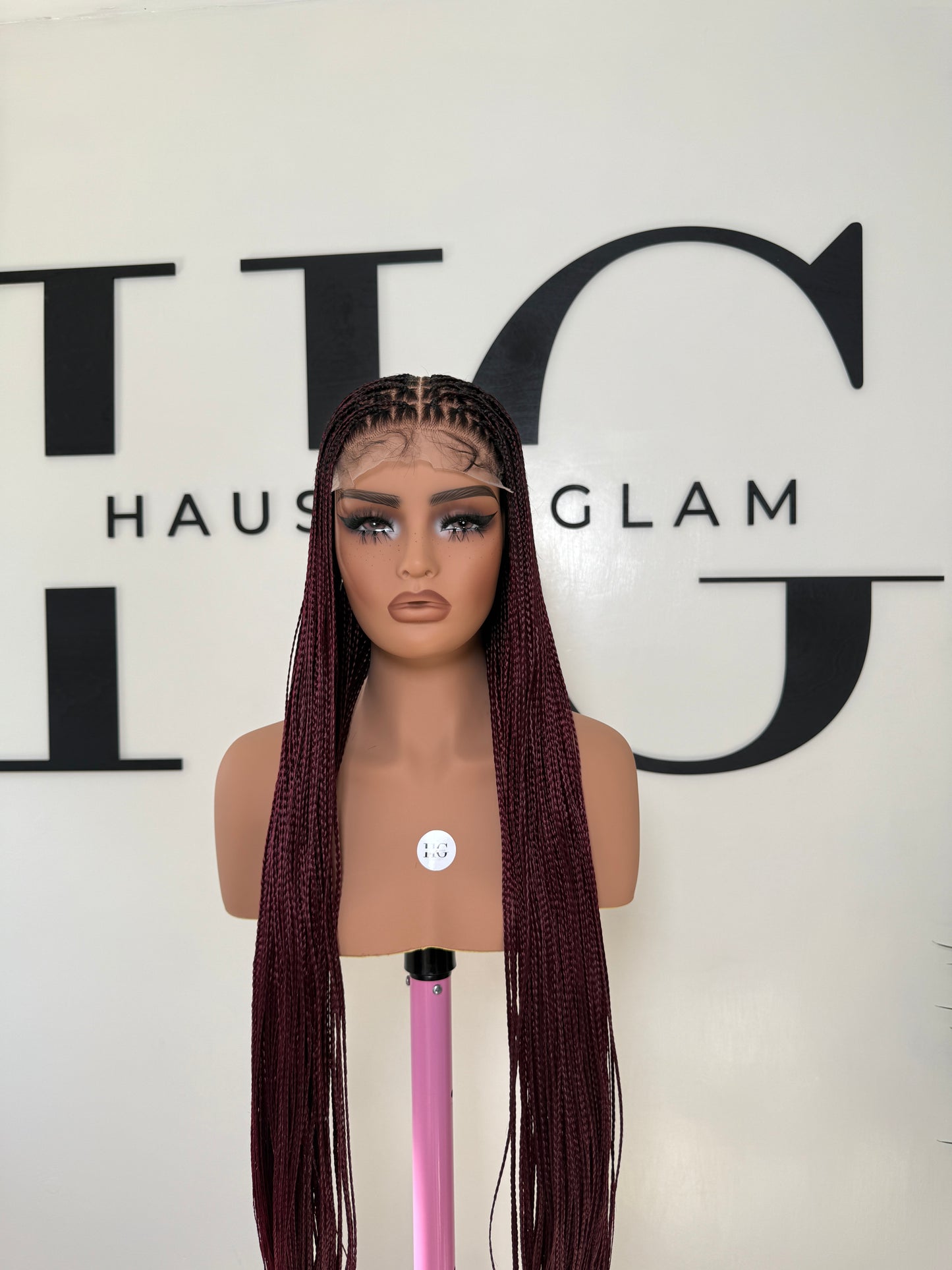 Burgundy Bone straight braided wig