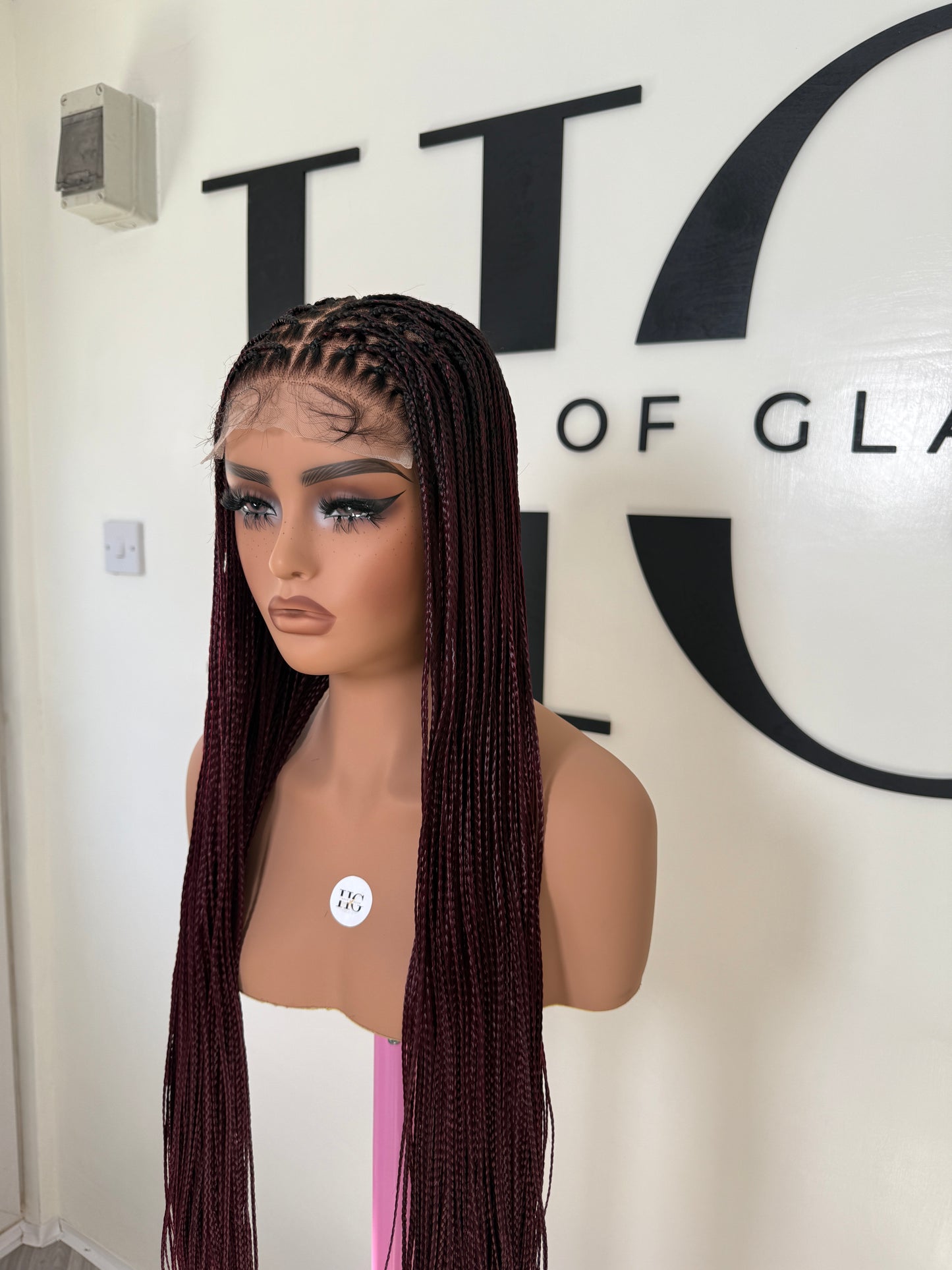 Burgundy Bone straight braided wig