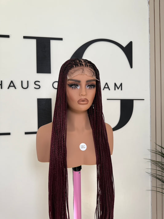 Burgundy Bone straight braided wig
