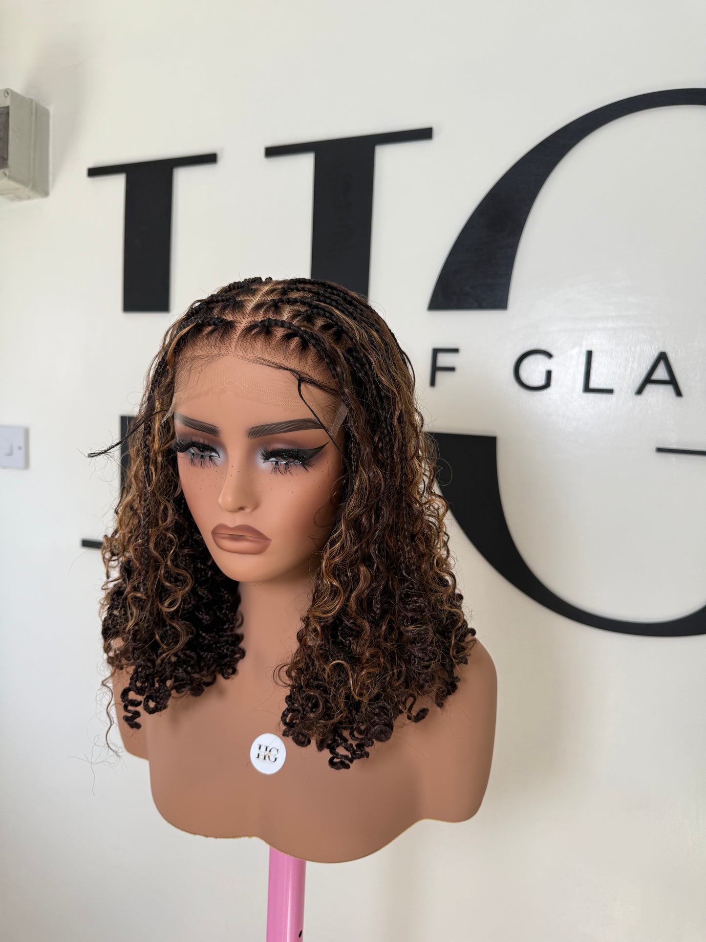 Brown highlight boho braid wig