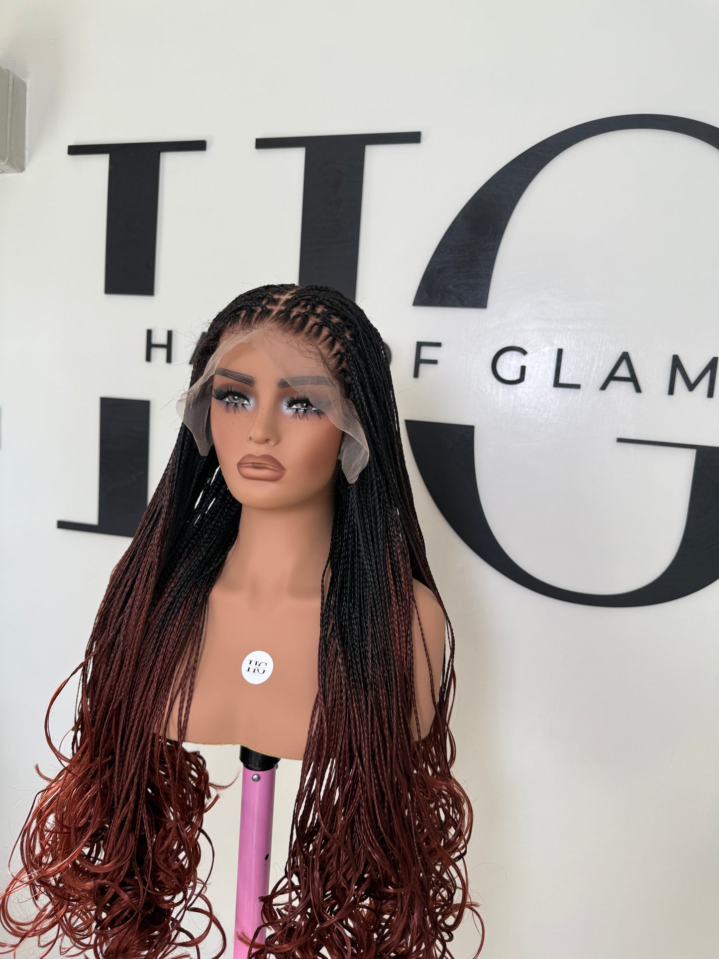 Ombre Red French curl wig
