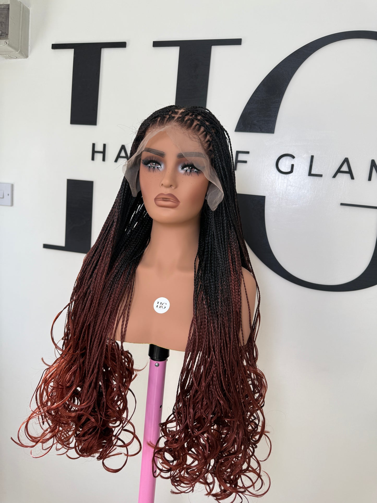 Ombre Red French curl wig