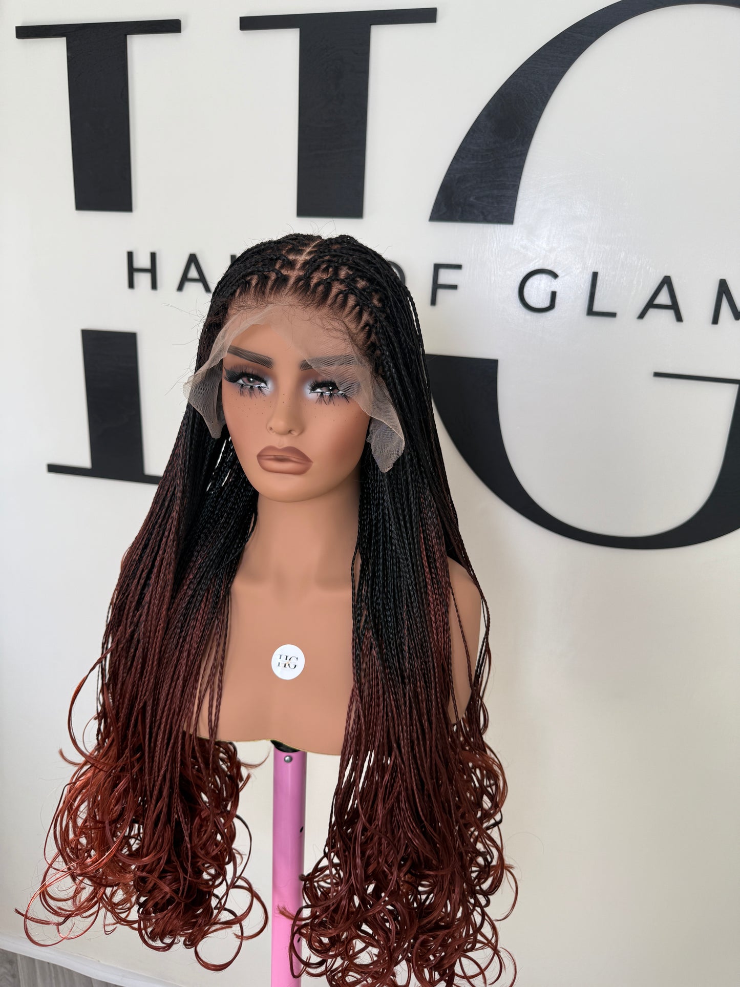 Ombre Red French curl wig