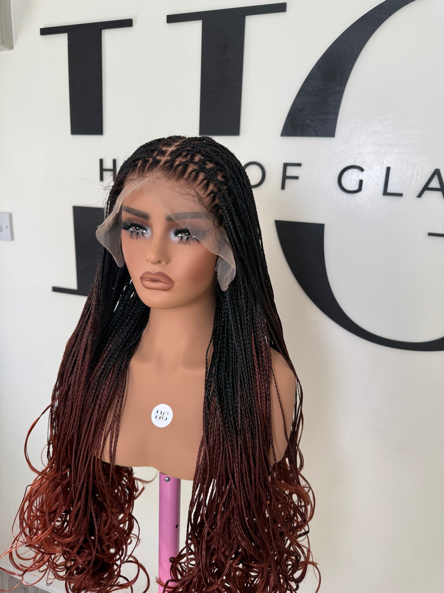 Ombre Red French curl wig