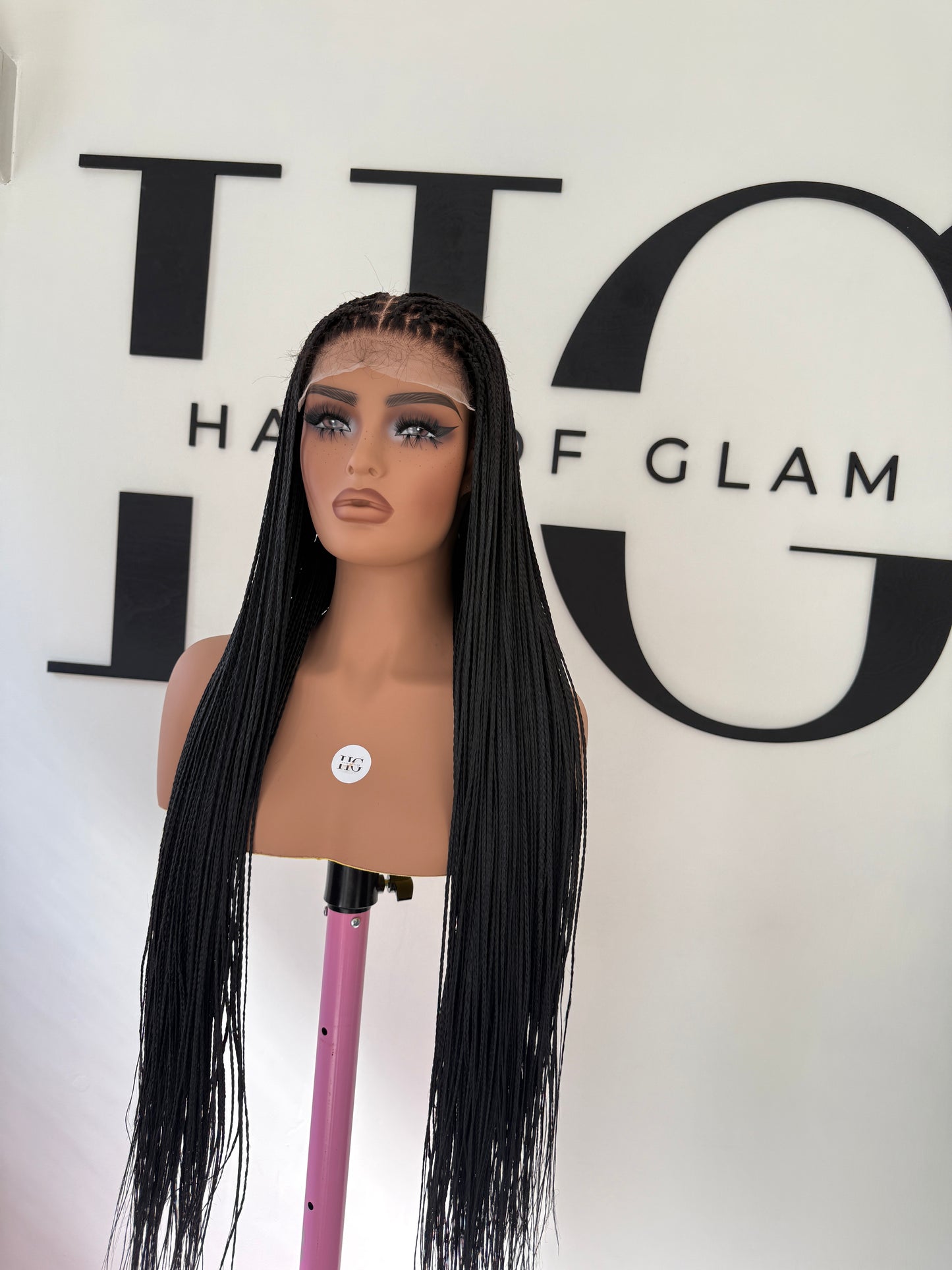 Black bone straight braided wig