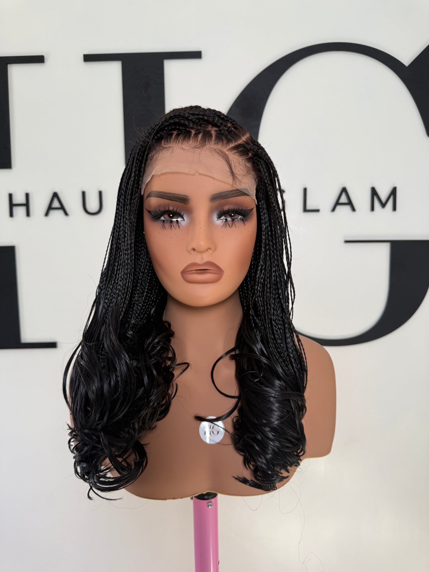 Signature C part French curl Braided Wig (medium Length)