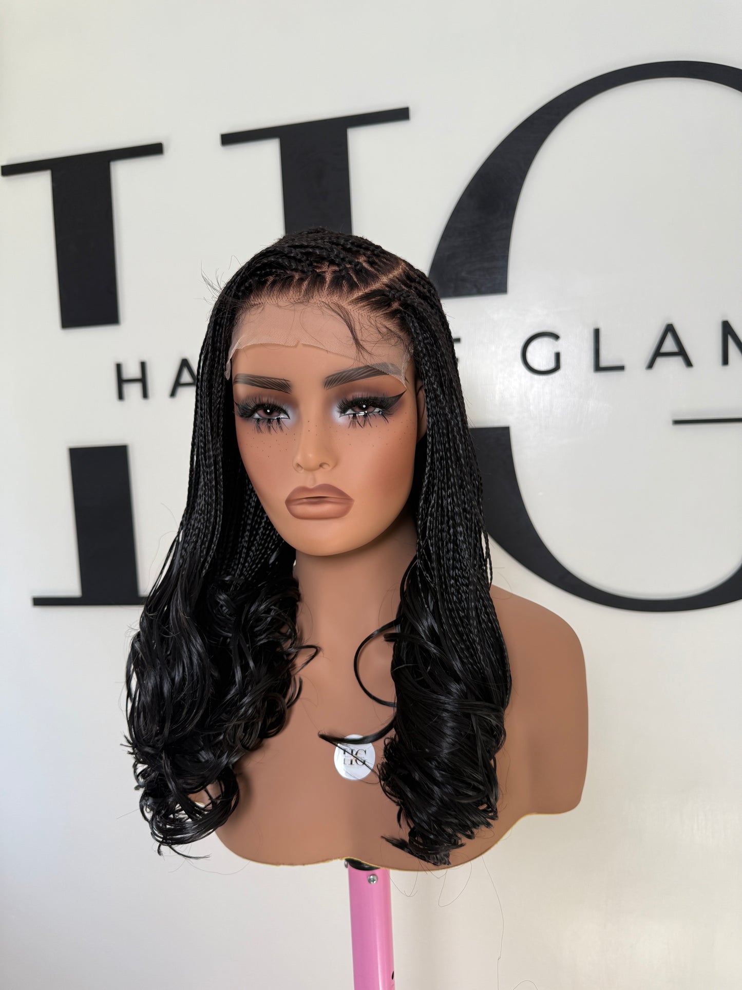 Signature C part French curl Braided Wig (medium Length)