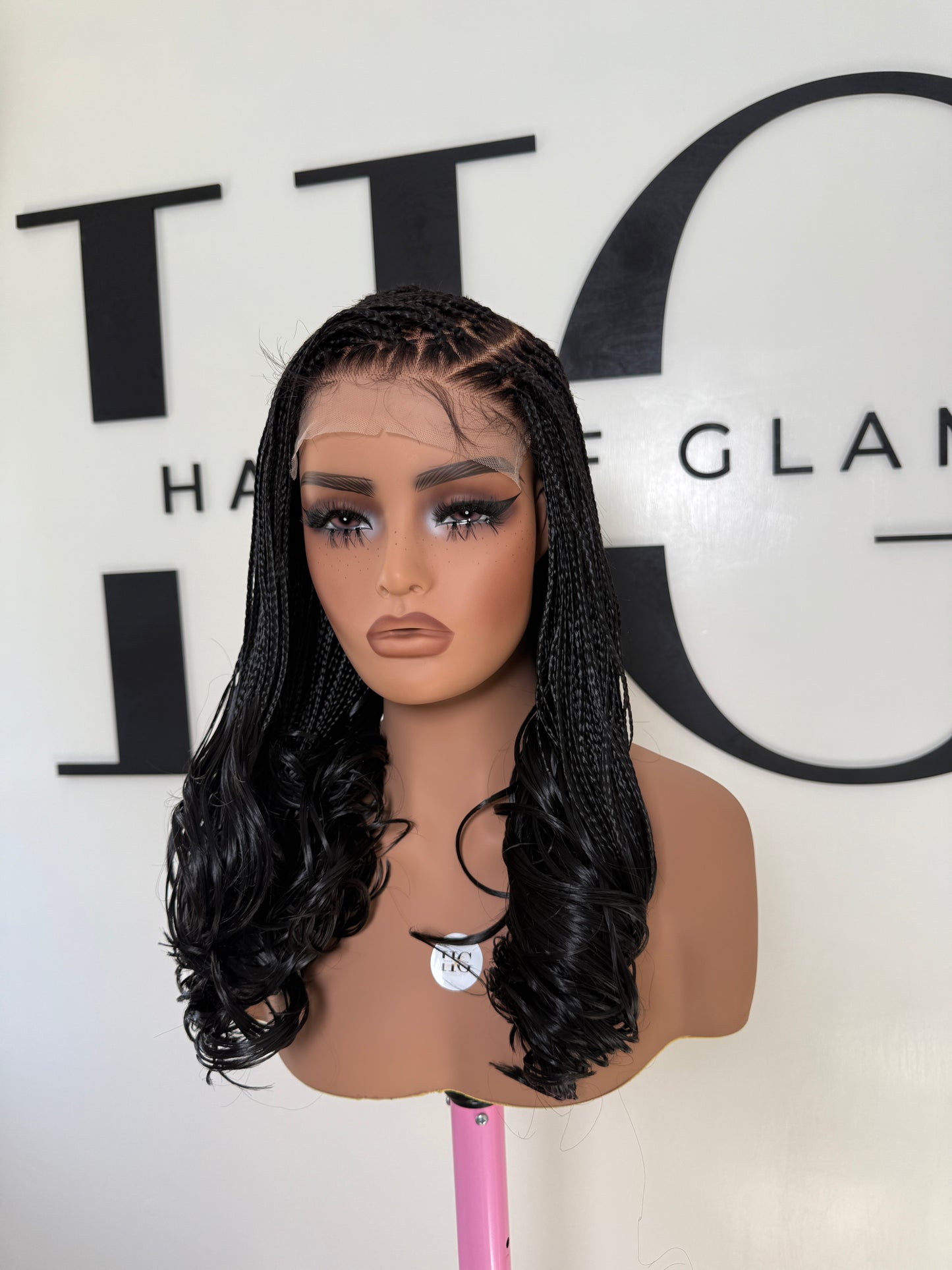 Signature C part French curl Braided Wig (medium Length)