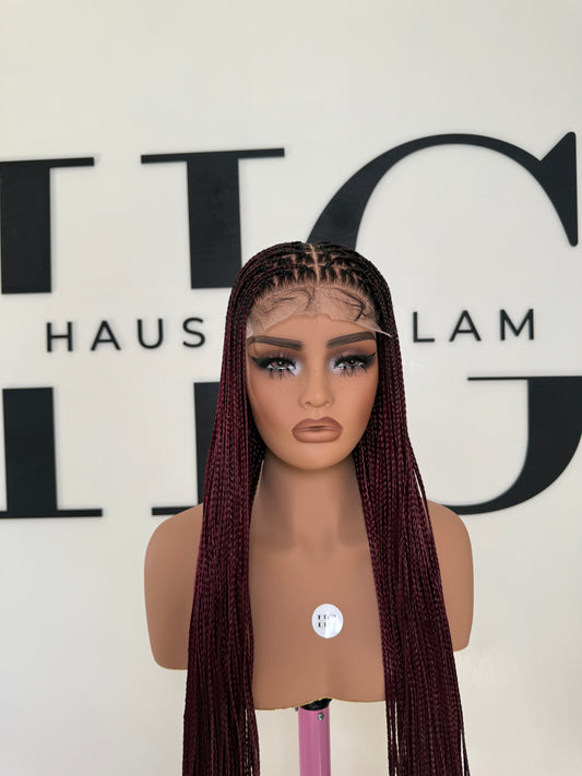 Burgundy Bone straight braided wig