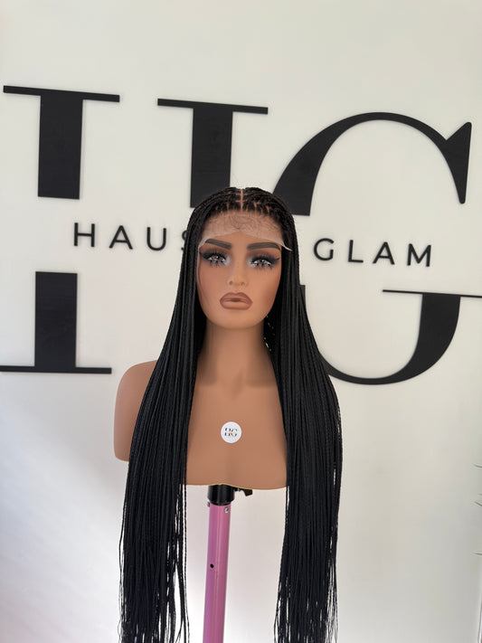 Black bone straight braided wig