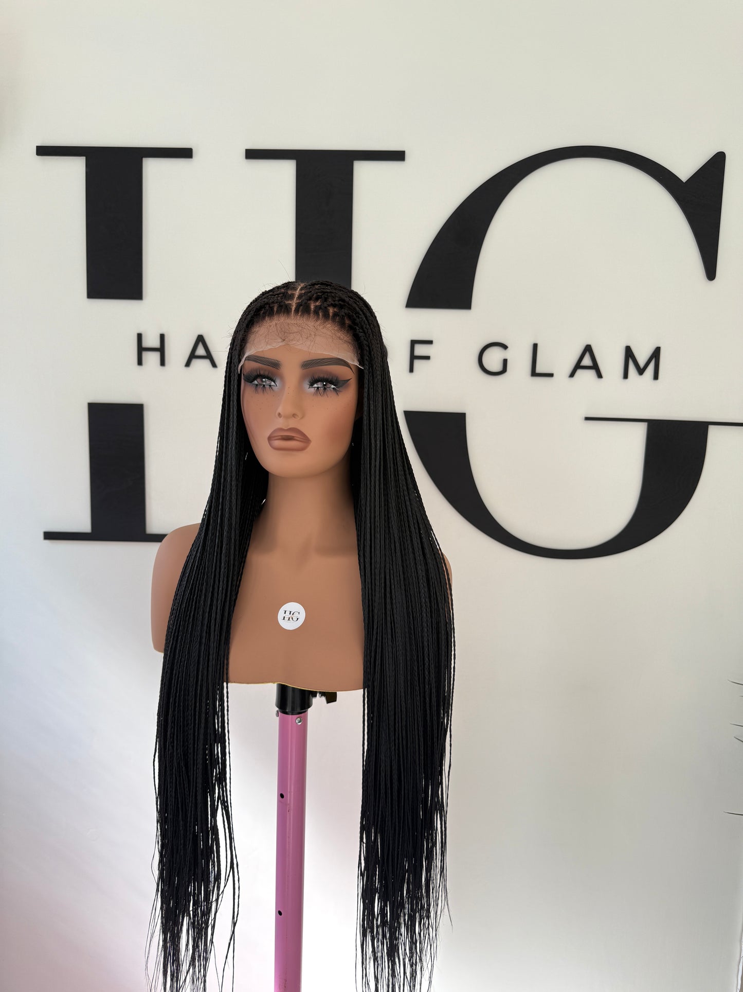 Black bone straight braided wig